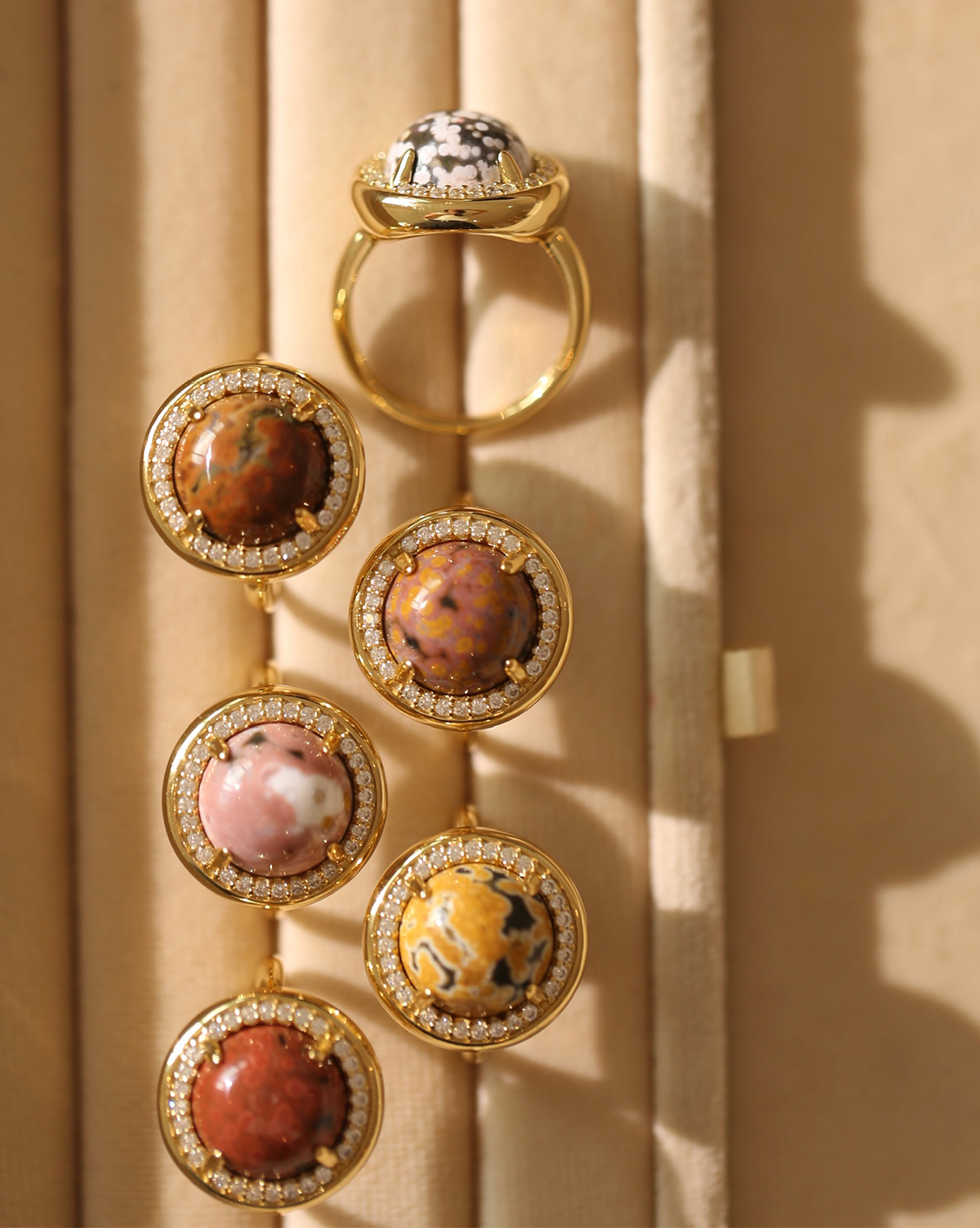 OOAK Halo Ring - Ocean Jasper - Size 7/Group 37