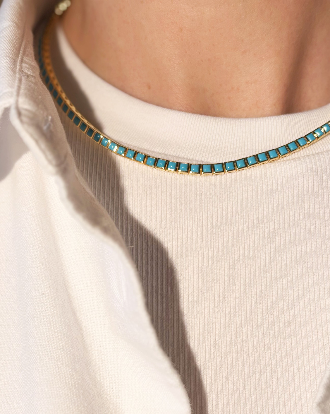 *PREORDER* 2.5mm Turquoise Tennis Necklace - Gold Vermeil