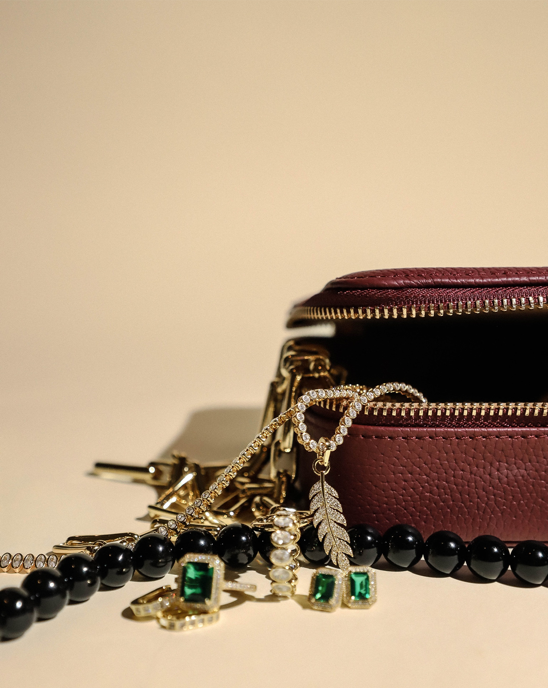 Pave Leaf Charm- Gold Vermeil