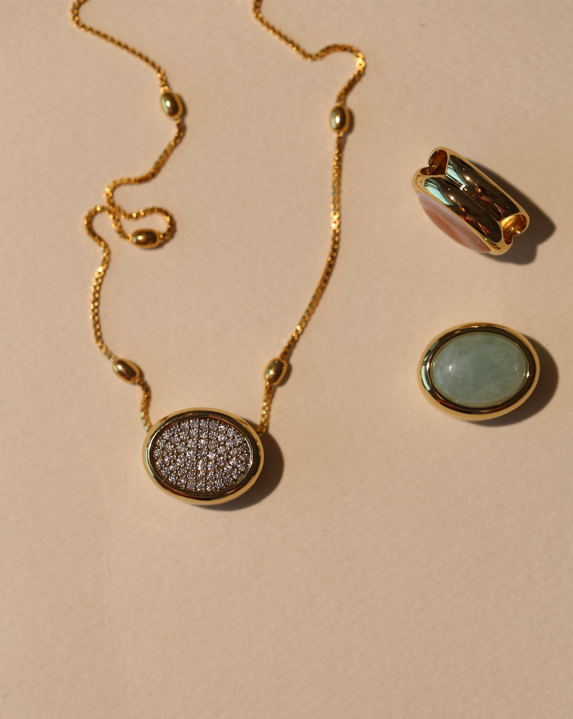 Pave Button - Gold