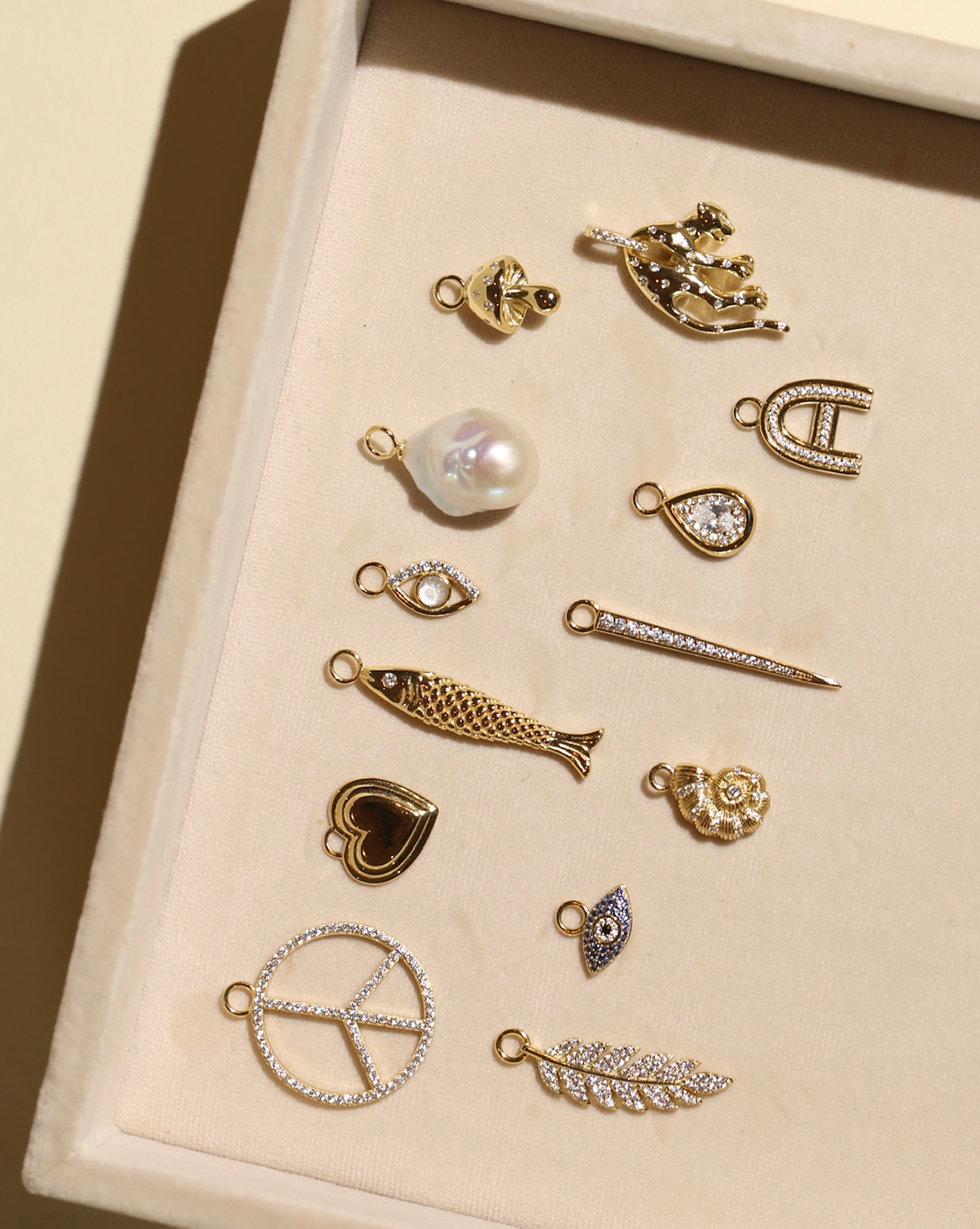 Pave Leaf Charm- Gold Vermeil