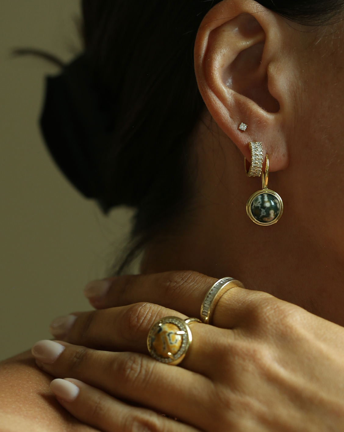 OOAK Bezel Drop Earring - Ocean Jasper #52