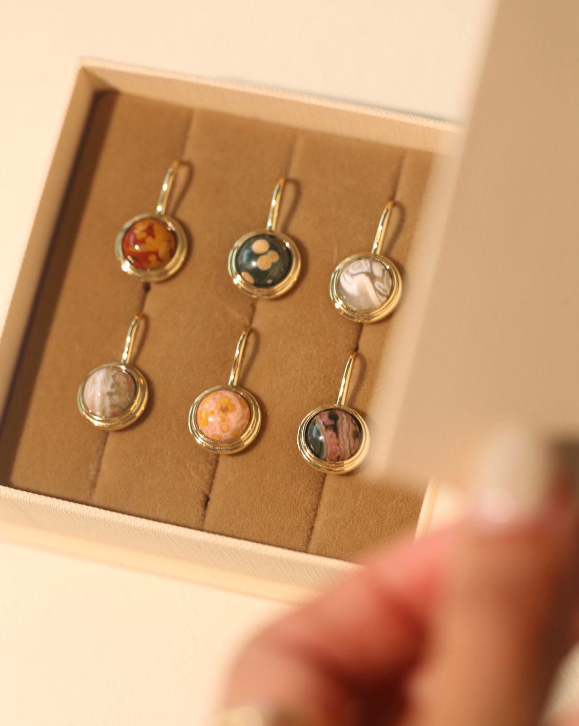 OOAK Bezel Drop Earring - Ocean Jasper #52