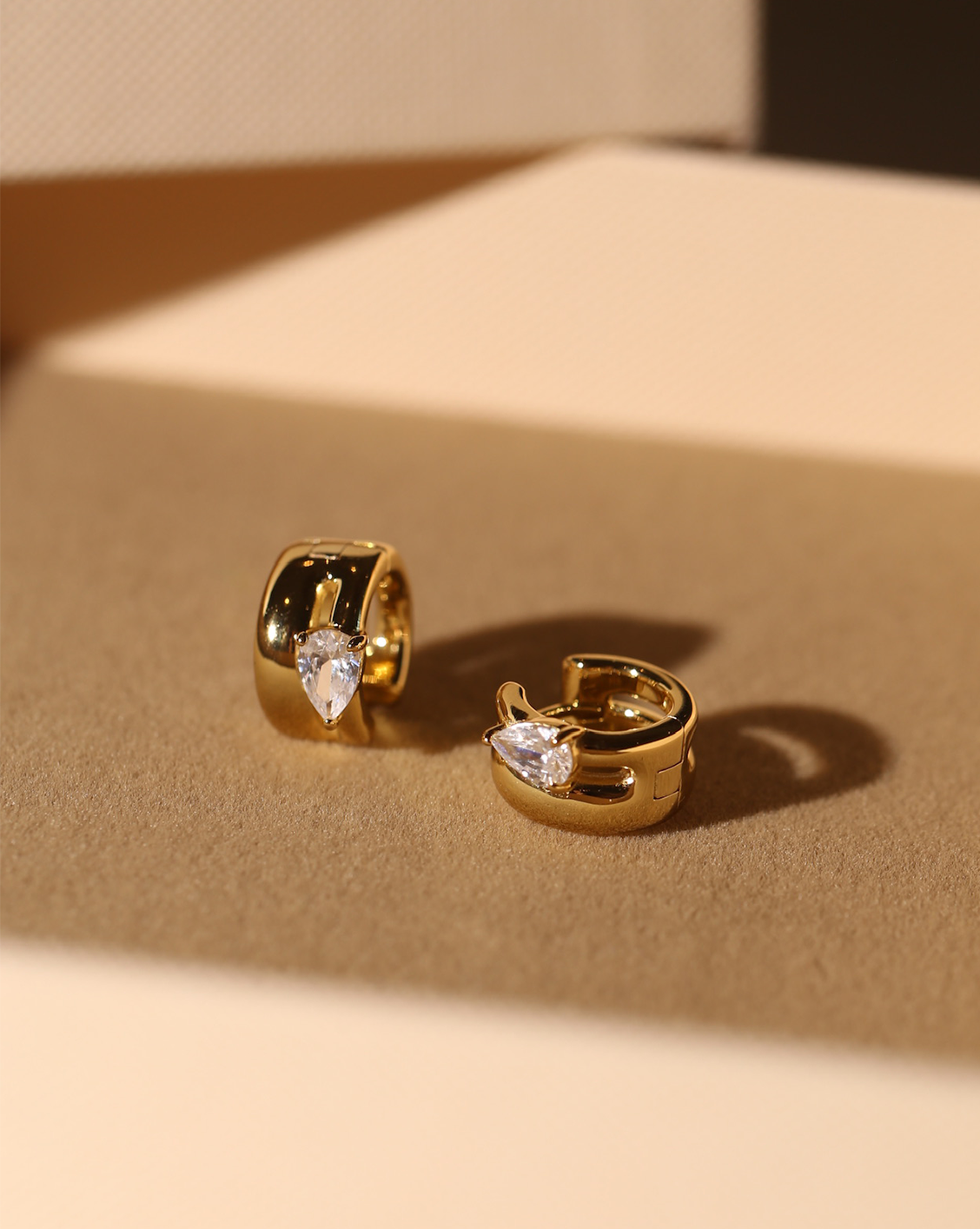 Teardrop Duo Huggies- Gold Vermeil