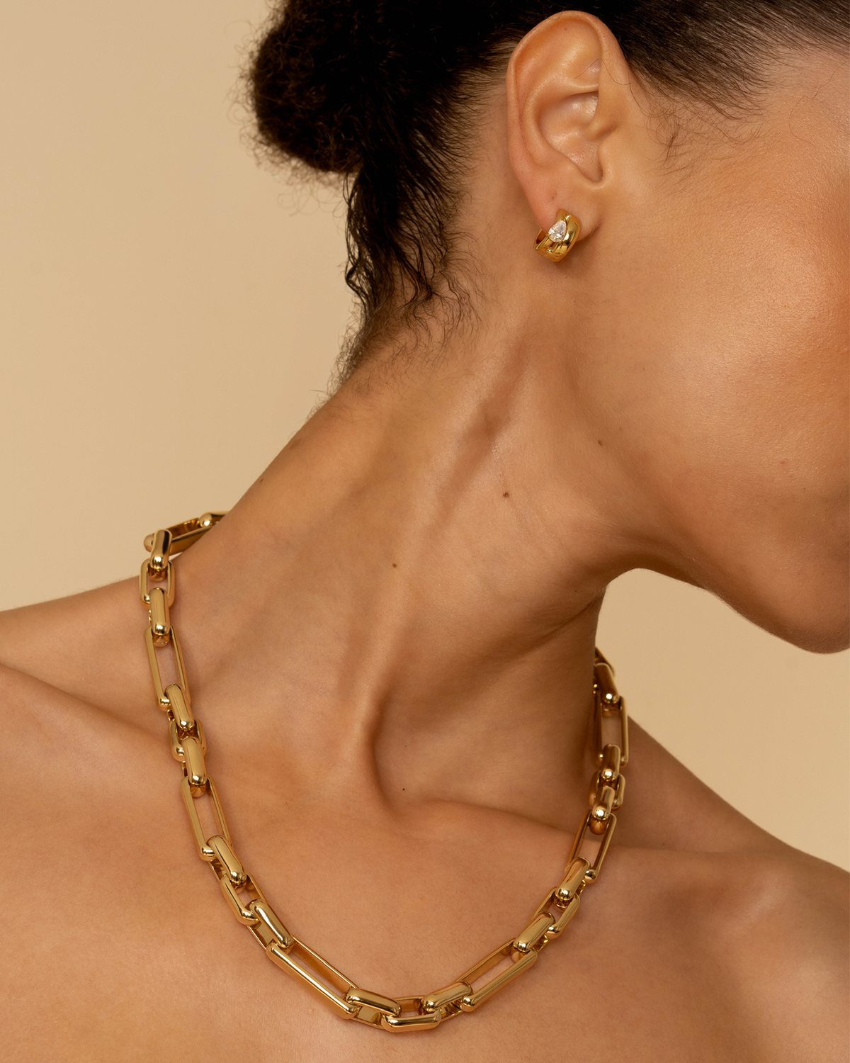 Teardrop Duo Huggies- Gold Vermeil