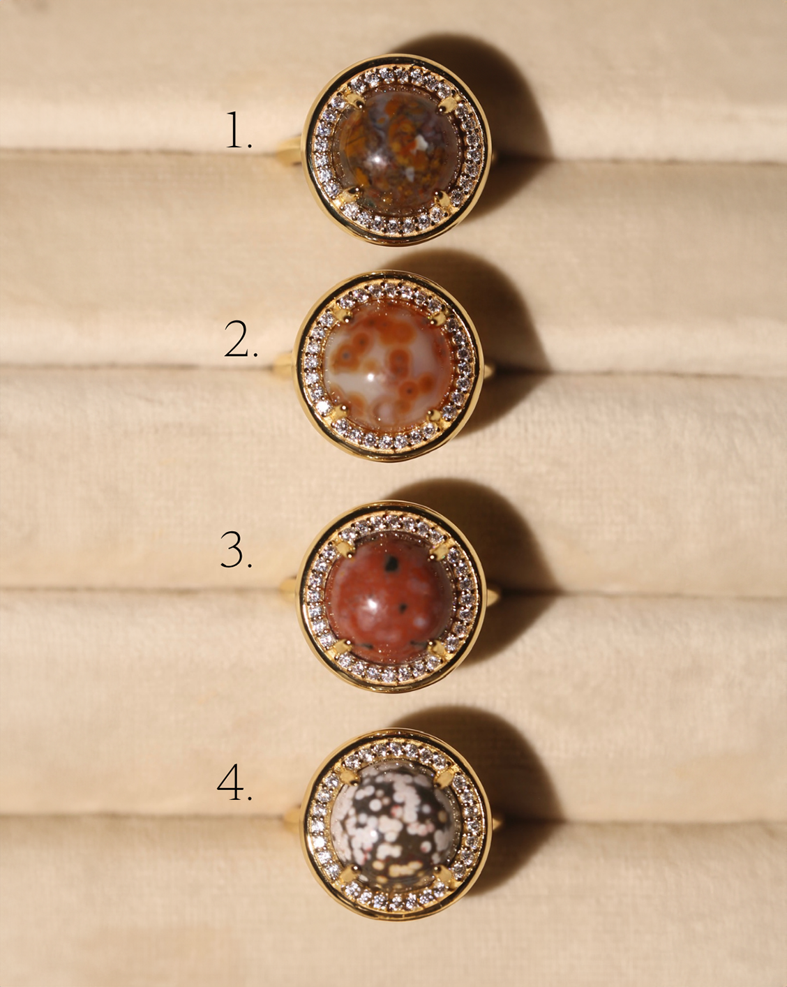 OOAK Halo Ring - Ocean Jasper - Size 7/Group 37