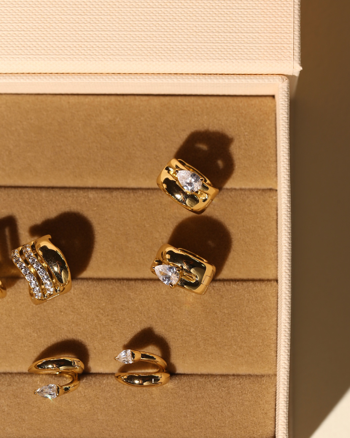 Teardrop Duo Huggies- Gold Vermeil