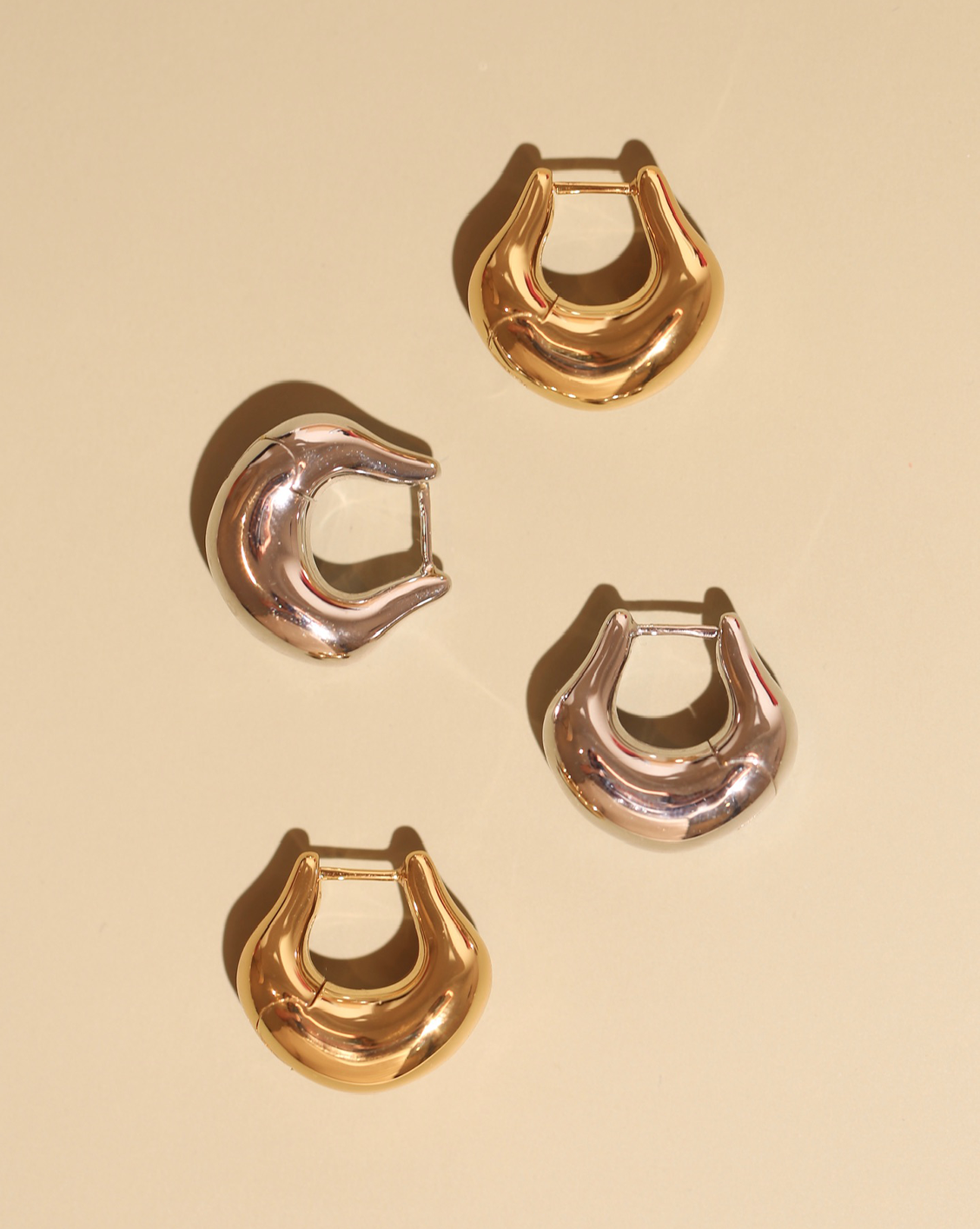 Pinched Dome Huggies - Gold