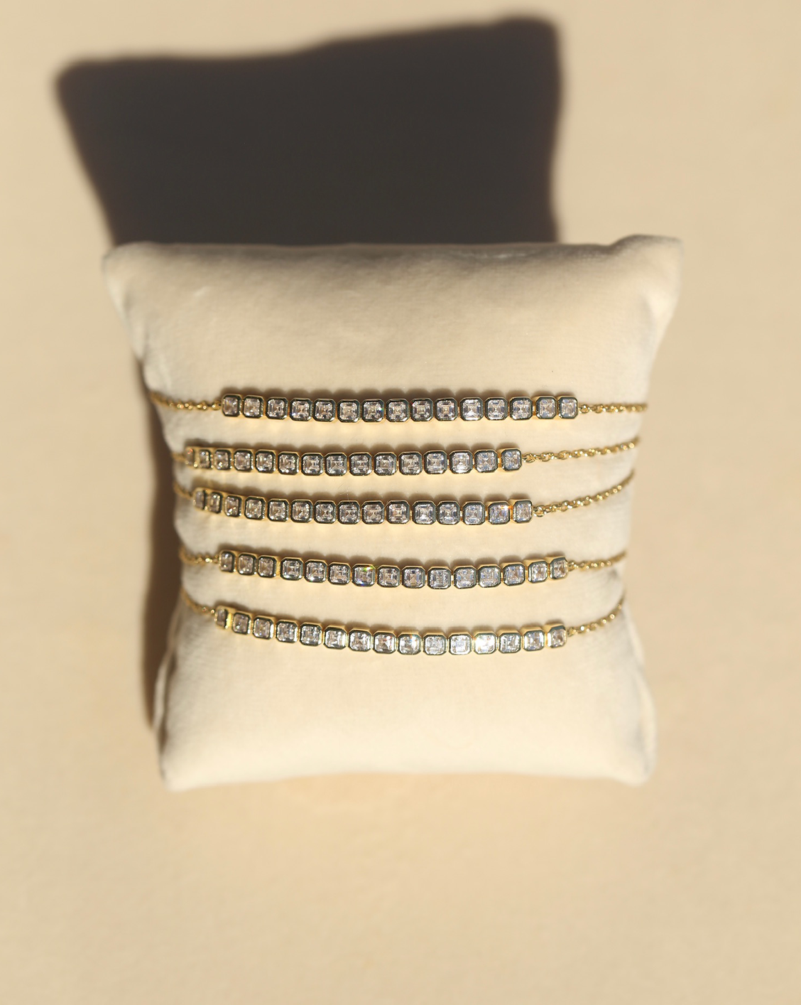 Asscher Cut Tennis Slip Bracelet - Gold Vermeil