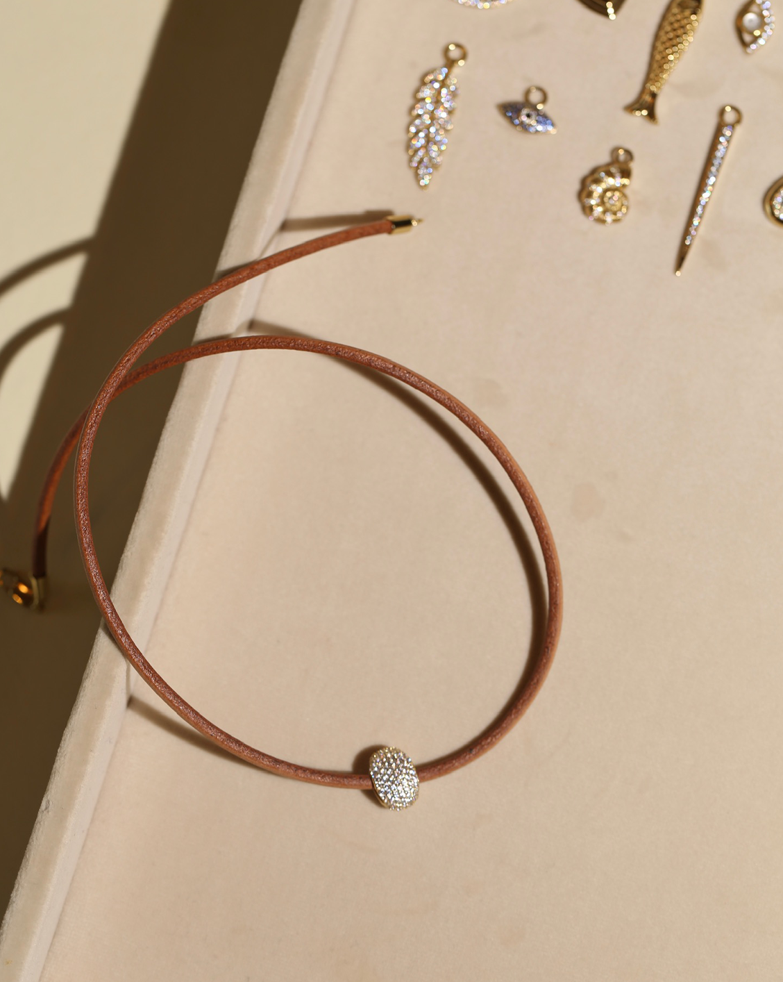 Smooth Leather Necklace- Gold Vermeil