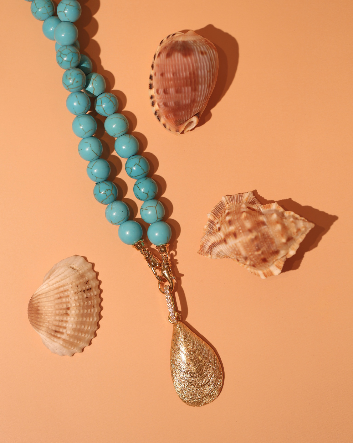 Blue Howlite Gemstone Necklace - Gold
