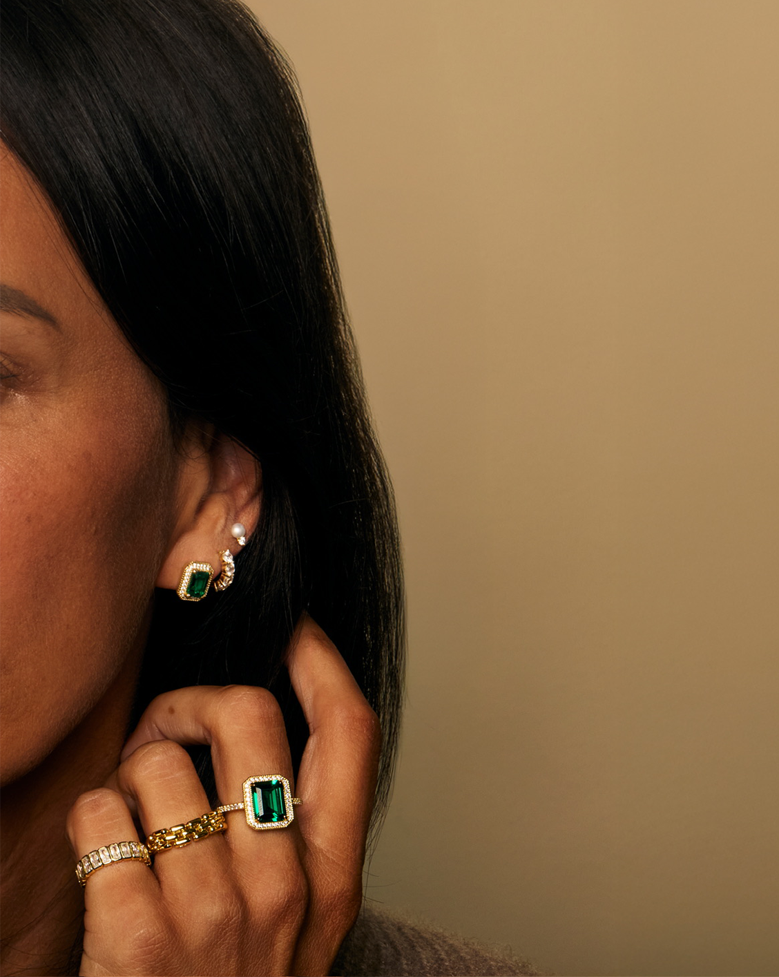 Mel's Emerald Studs - Gold Vermeil