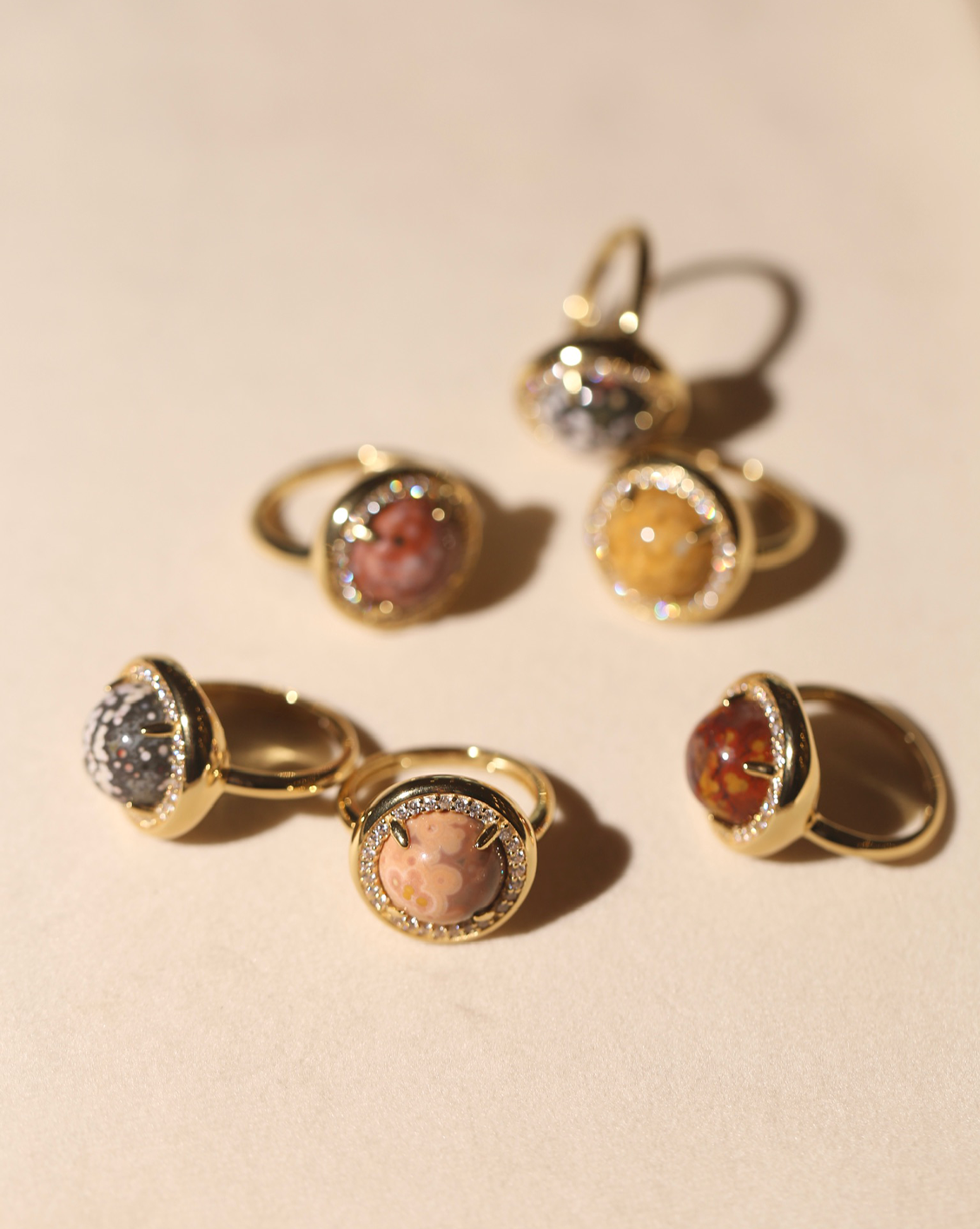 OOAK Halo Ring - Ocean Jasper - Size 9/Group 43