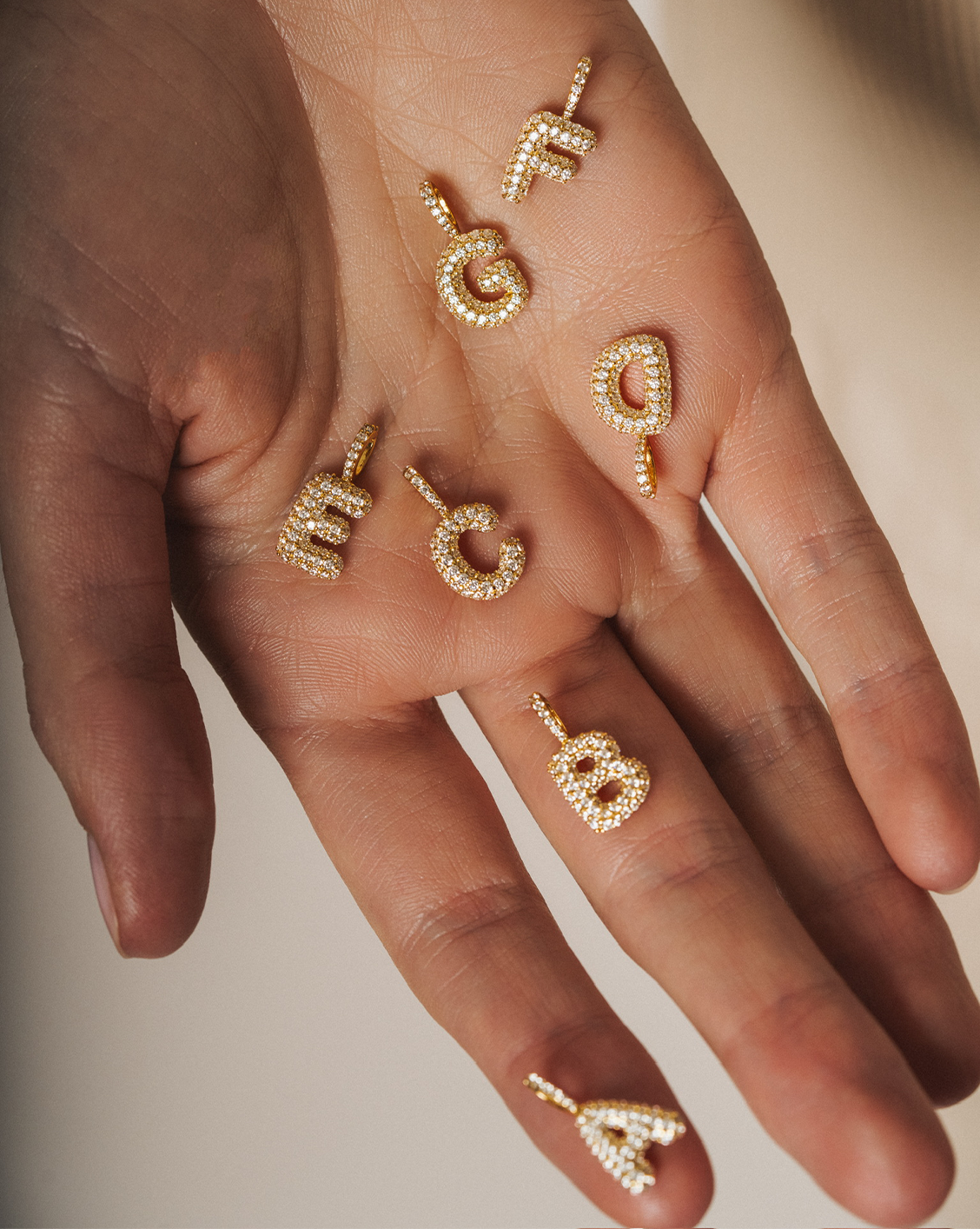 Pave Puffed Letter Pendant Gold Vermeil | Products | Melanie Auld