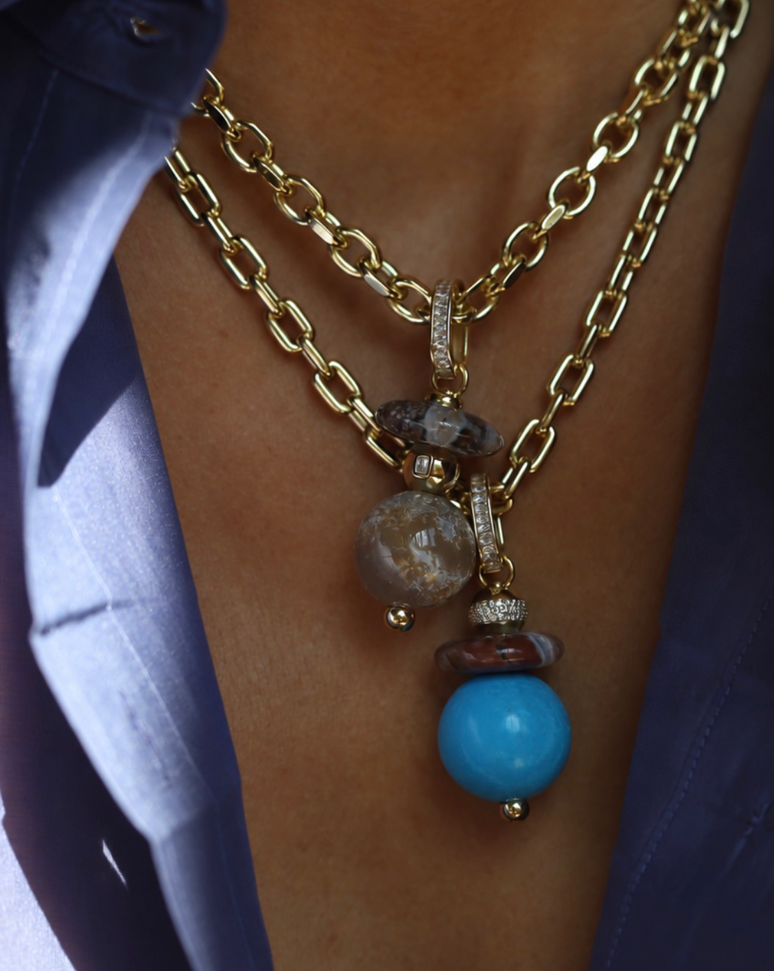 Orbit Pendant - Ocean Jasper/Magnesite #1