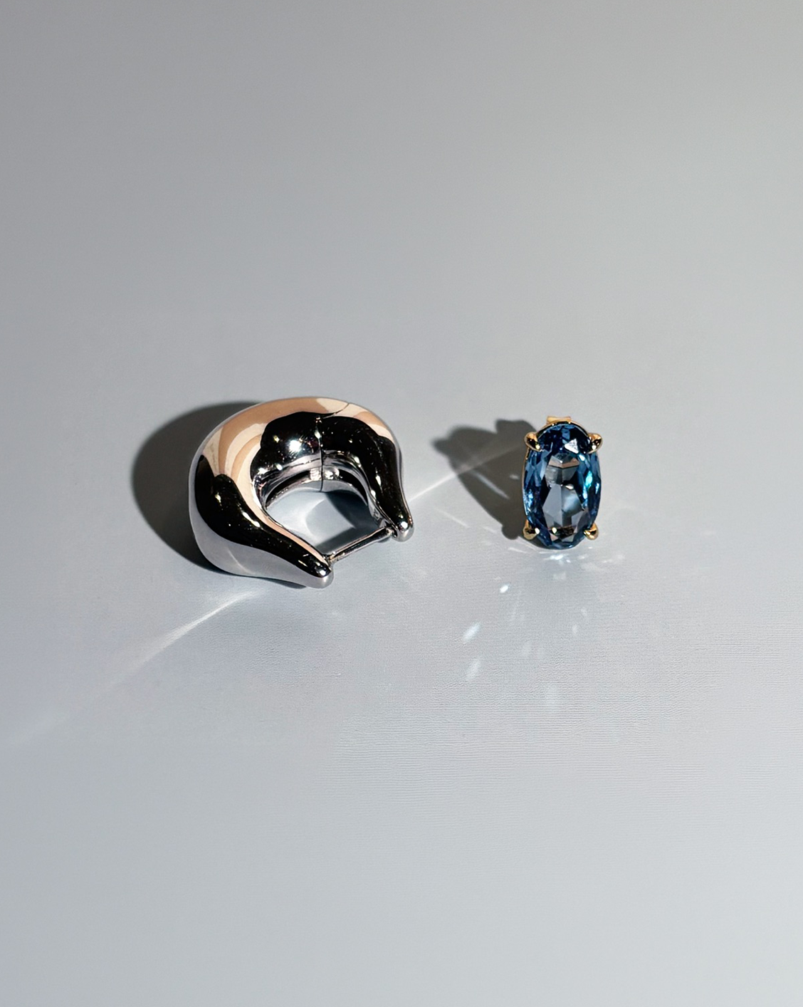 Forever Oval Stud - Gold Vermeil/Blue Topaz