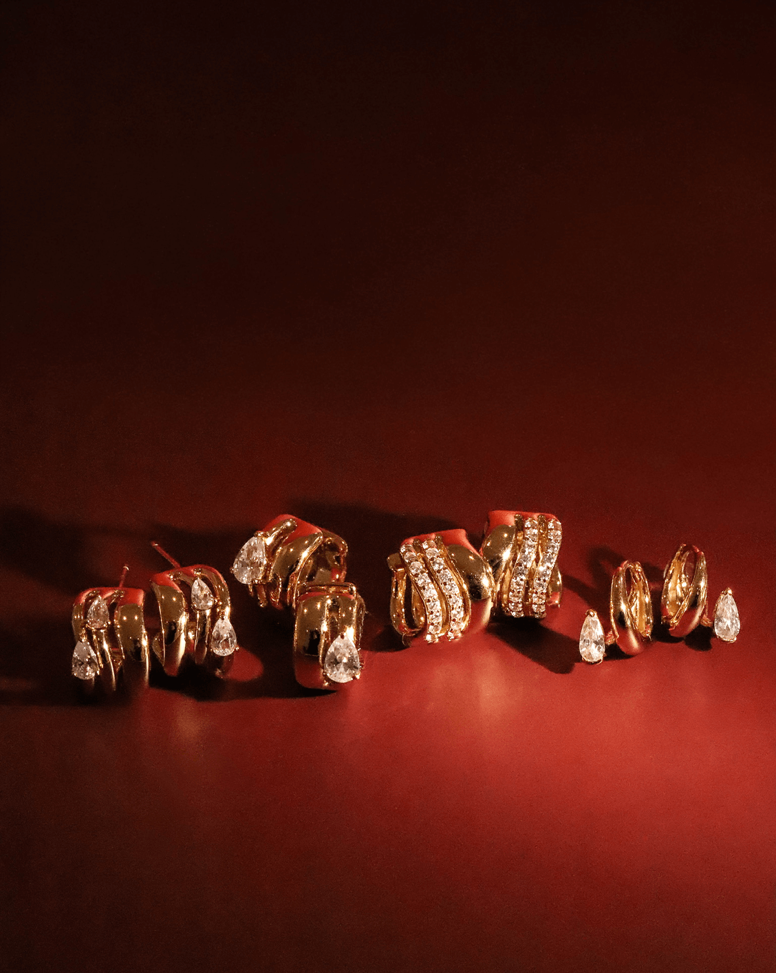 Teardrop Duo Huggies- Gold Vermeil