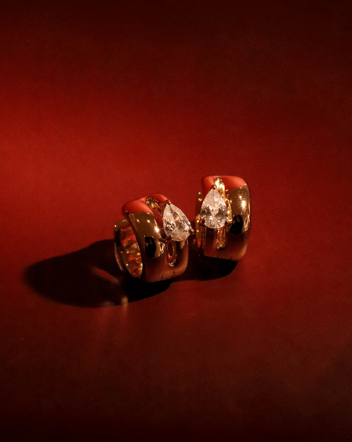 Teardrop Duo Huggies- Gold Vermeil