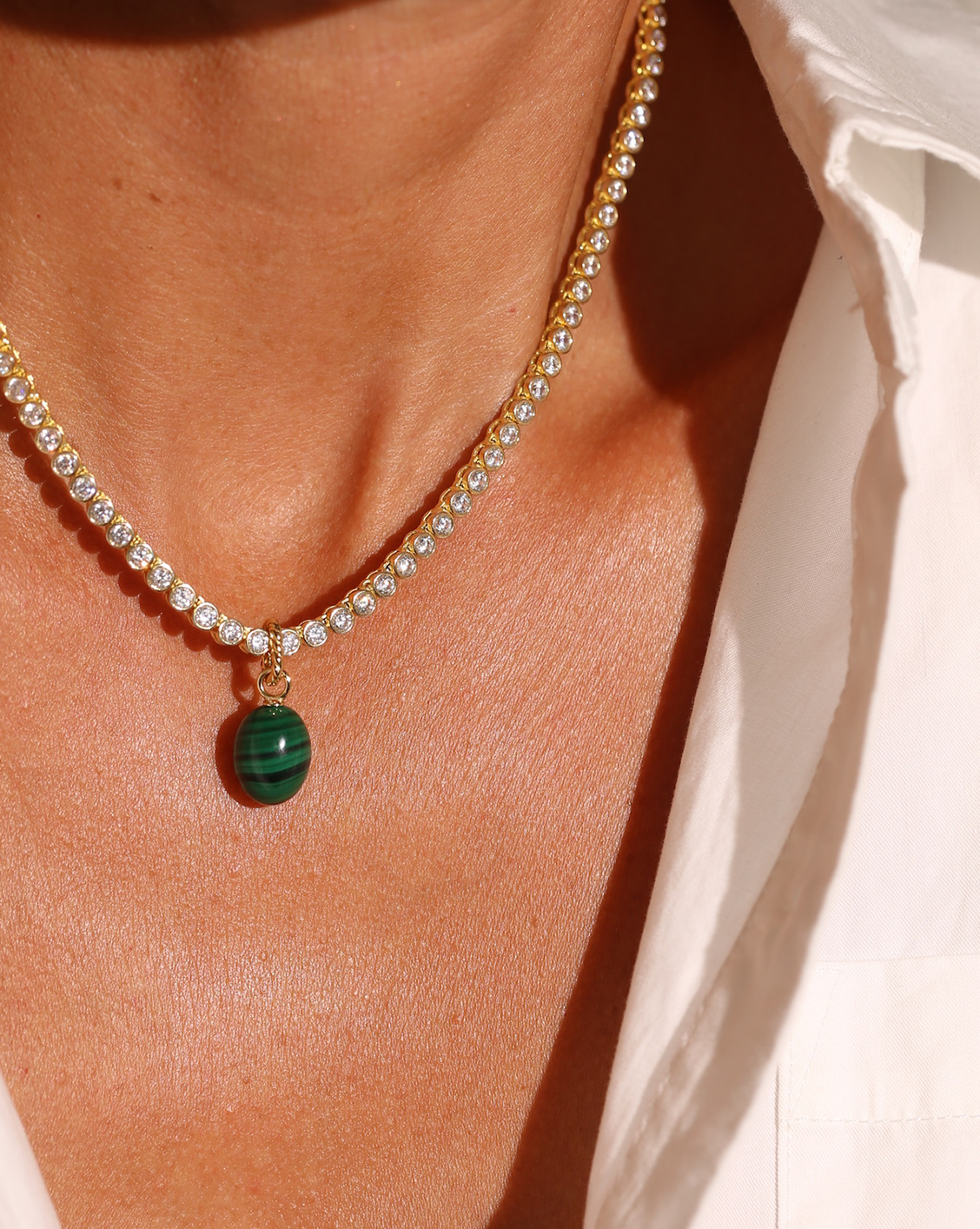 2mm Bezel Set Tennis Necklace - Gold Vermeil