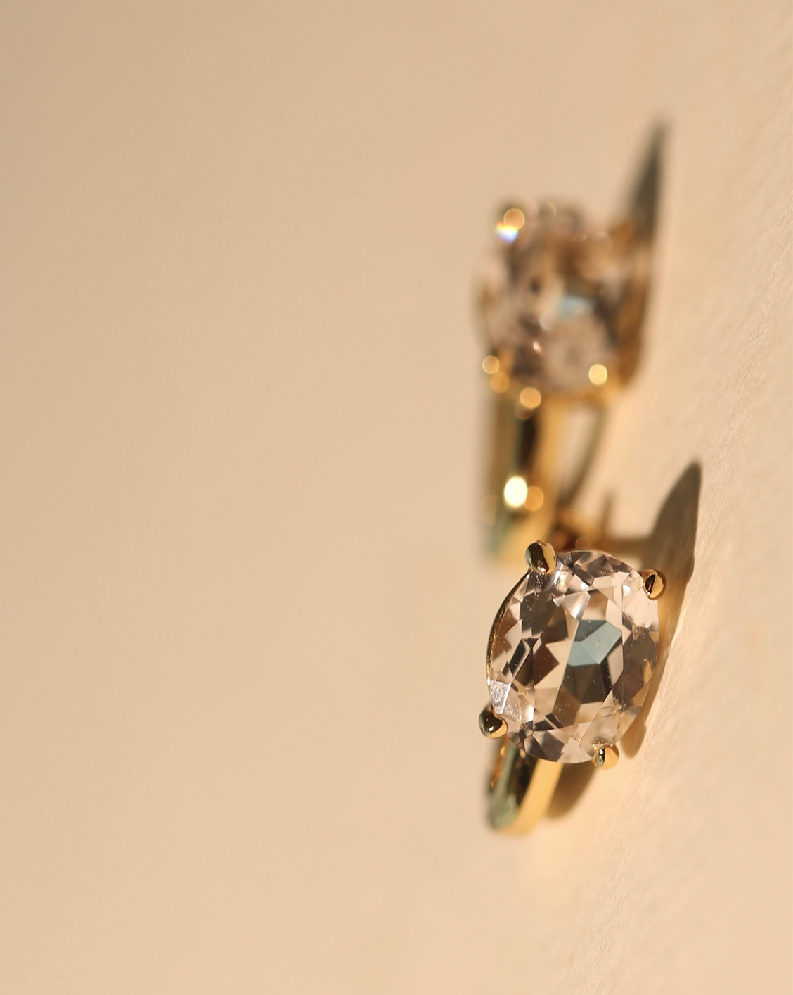 Sapphire Oval Prong Huggies - Gold Vermeil