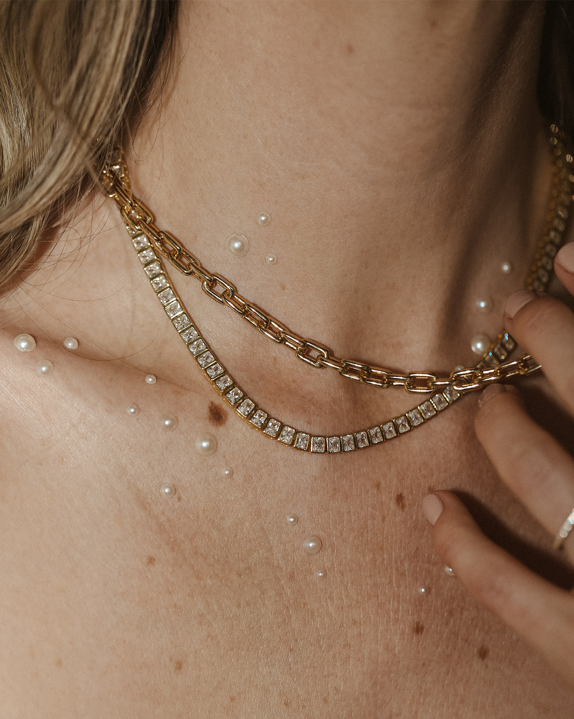 3x4mm Emerald Cut Tennis Necklace Gold Vermeil | Products