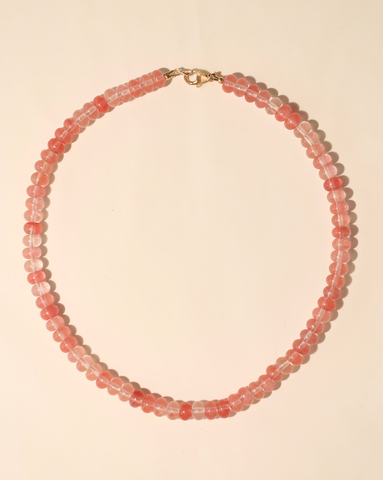 6mm Rondelle Necklace - Strawberry Quartz