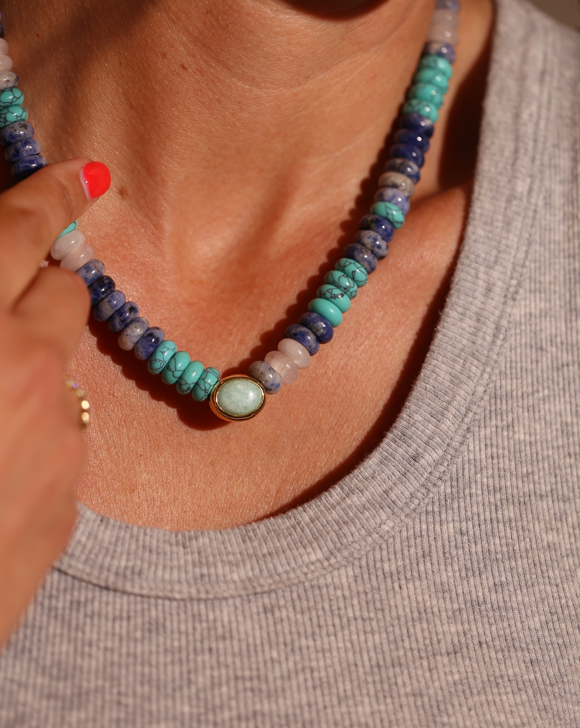Amazonite Button - Gold