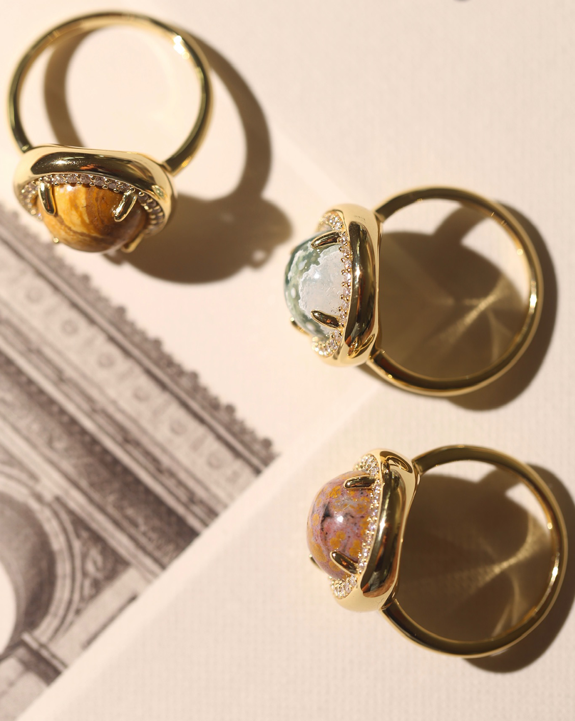 OOAK Halo Ring - Ocean Jasper - Size 5/Group 28