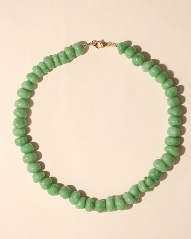 Luxe Pebble Necklace - Green Moonstone