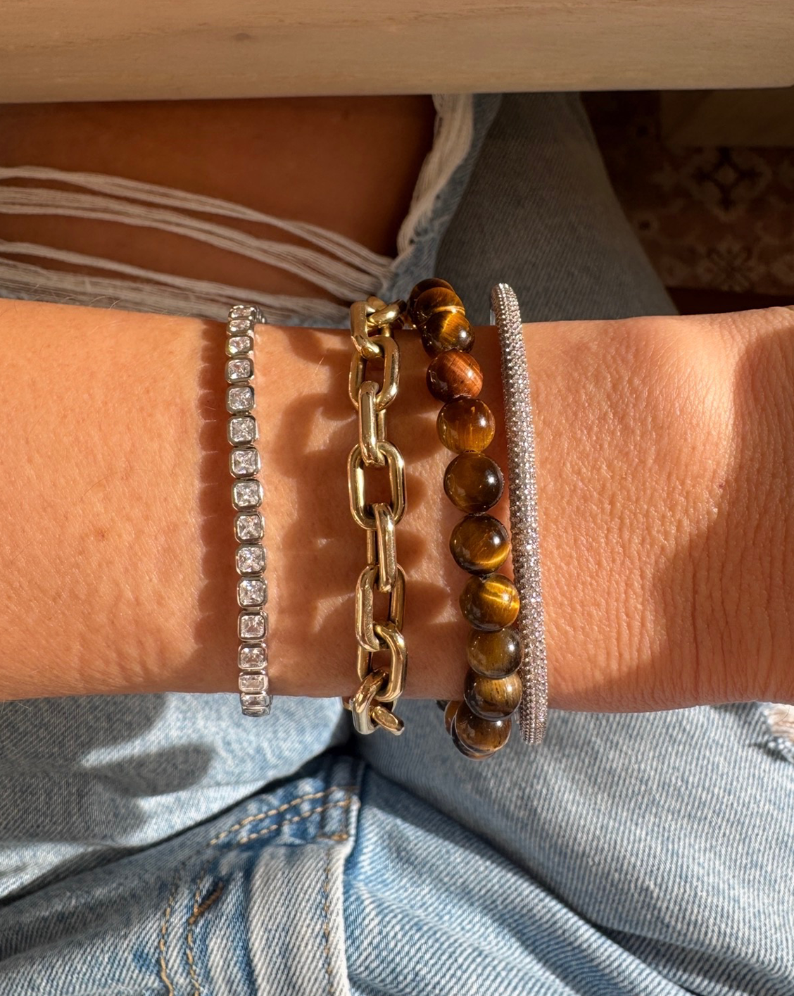 Signature Pave Bangle - Silver