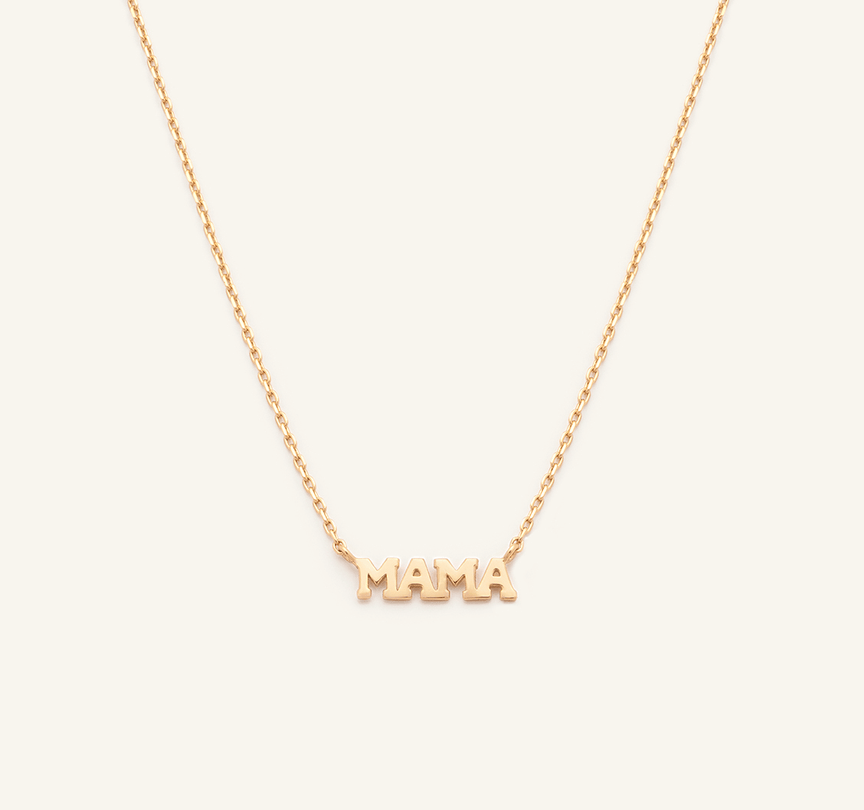 Mama Necklace - 14k Solid Gold