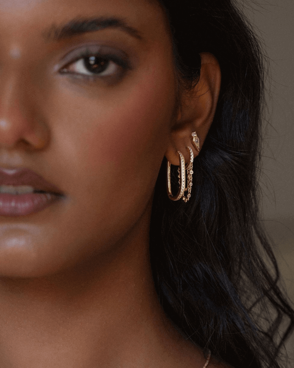 Pave U Link Hoops Gold Vermeil | Products | Melanie Auld Jewelry