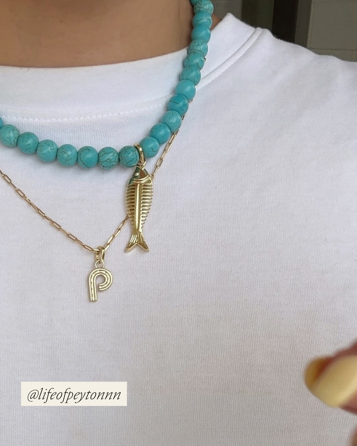 Blue Howlite Gemstone Necklace - Gold