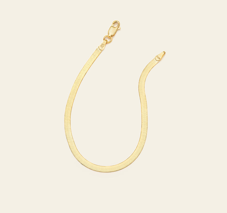3mm Herringbone Bracelet - Gold Vermeil