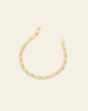 Braided Herringbone Bracelet - Gold Vermeil