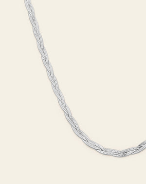 Braided Herringbone Chain - Sterling Silver