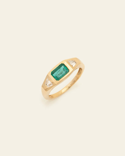 *Made to Order* Emerald & Diamond Mosaic Ring - 14k Solid Gold