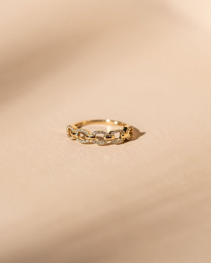 *Made To Order* Diamond Link Ring - 14k Solid Gold