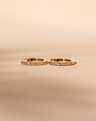 *Made To Order* Channel Set Huggies - 14k Solid Gold