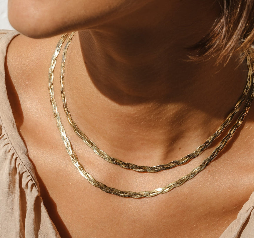 Braided Herringbone Chain - Gold Vermeil