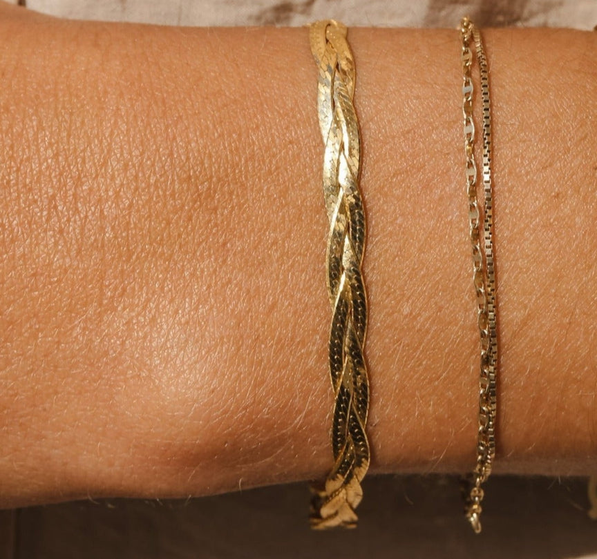 Braided Herringbone Bracelet - Gold Vermeil