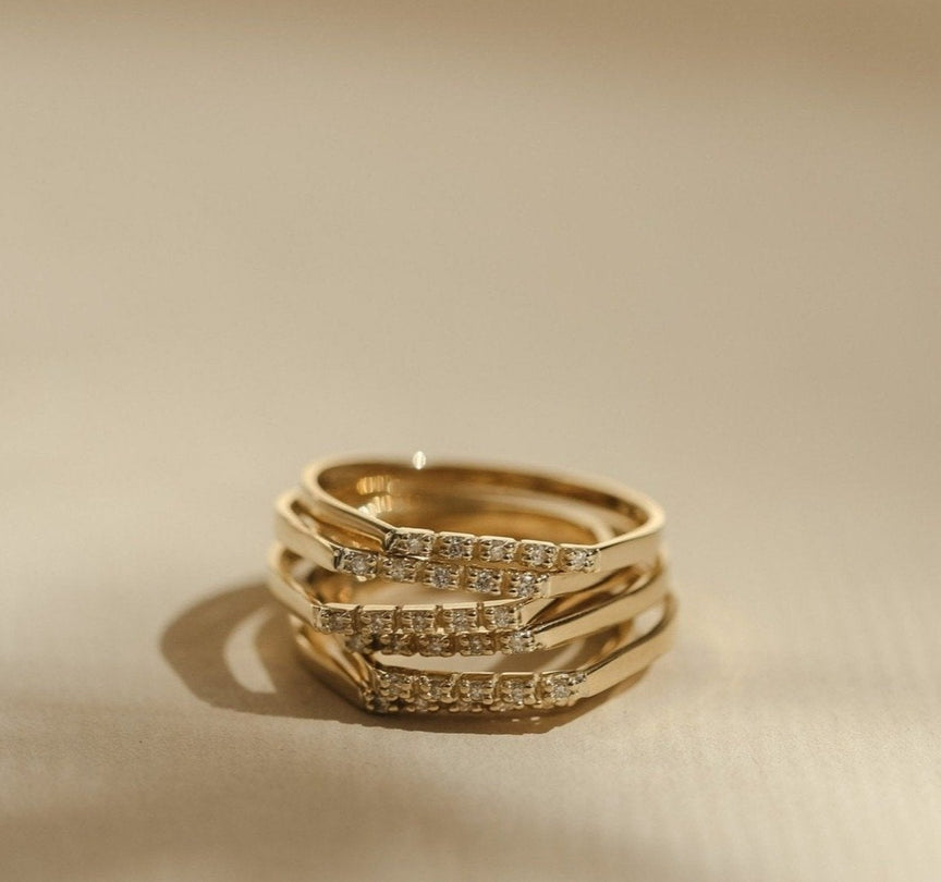 Diamond Bridge Ring - 10k Solid Gold