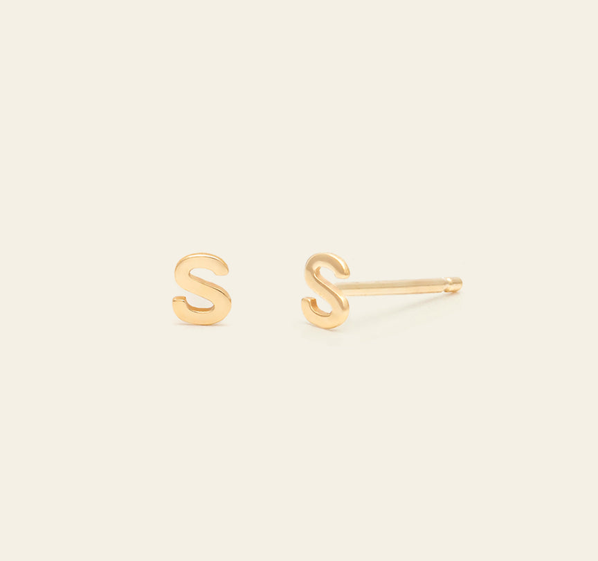 Individual Initial Stud - 14k Solid Gold