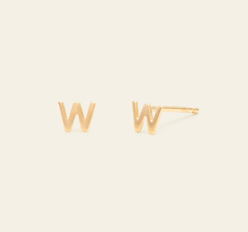 Individual Initial Stud - 14k Solid Gold