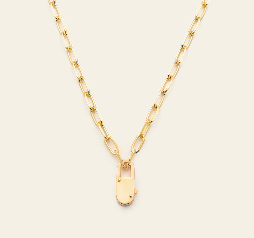 Oval Padlock Necklace - Gold Vermeil 18