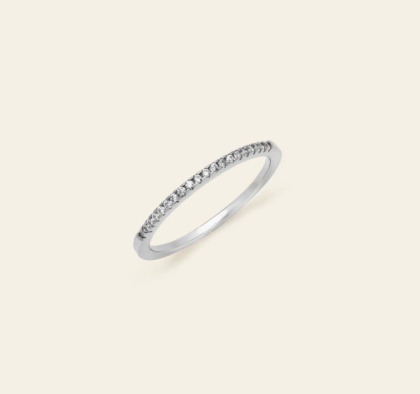 Pave Dainty Band - Sterling Silver