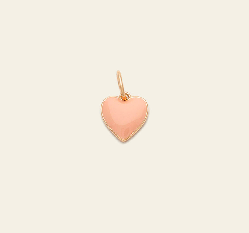 Pink Heart Charm - Gold Vermeil