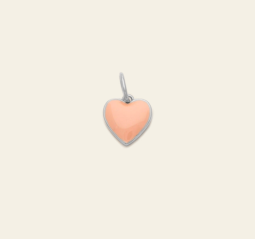 Pink Heart Charm - Sterling Silver