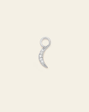 Pave Crescent Earring Charm - Sterling Silver