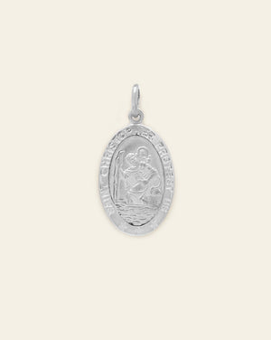St. Christopher Oval Medallion - Sterling Silver